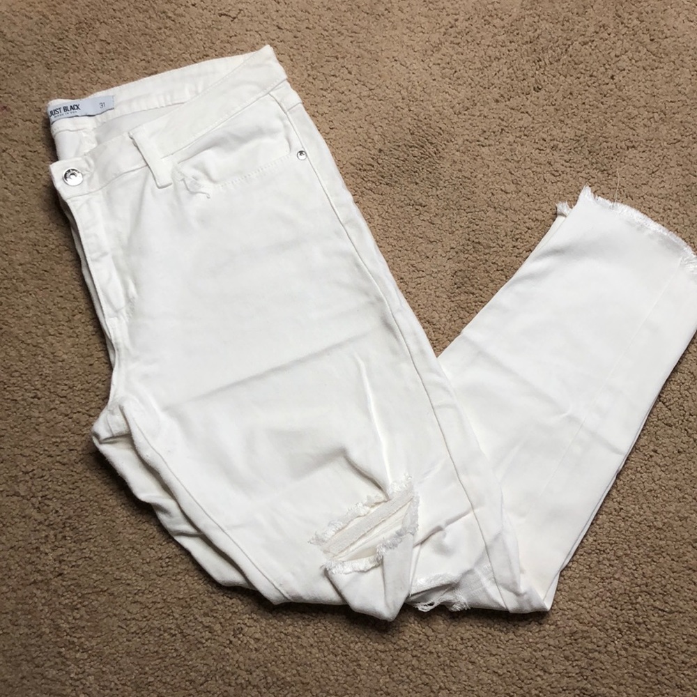 Just black mid rise white pants